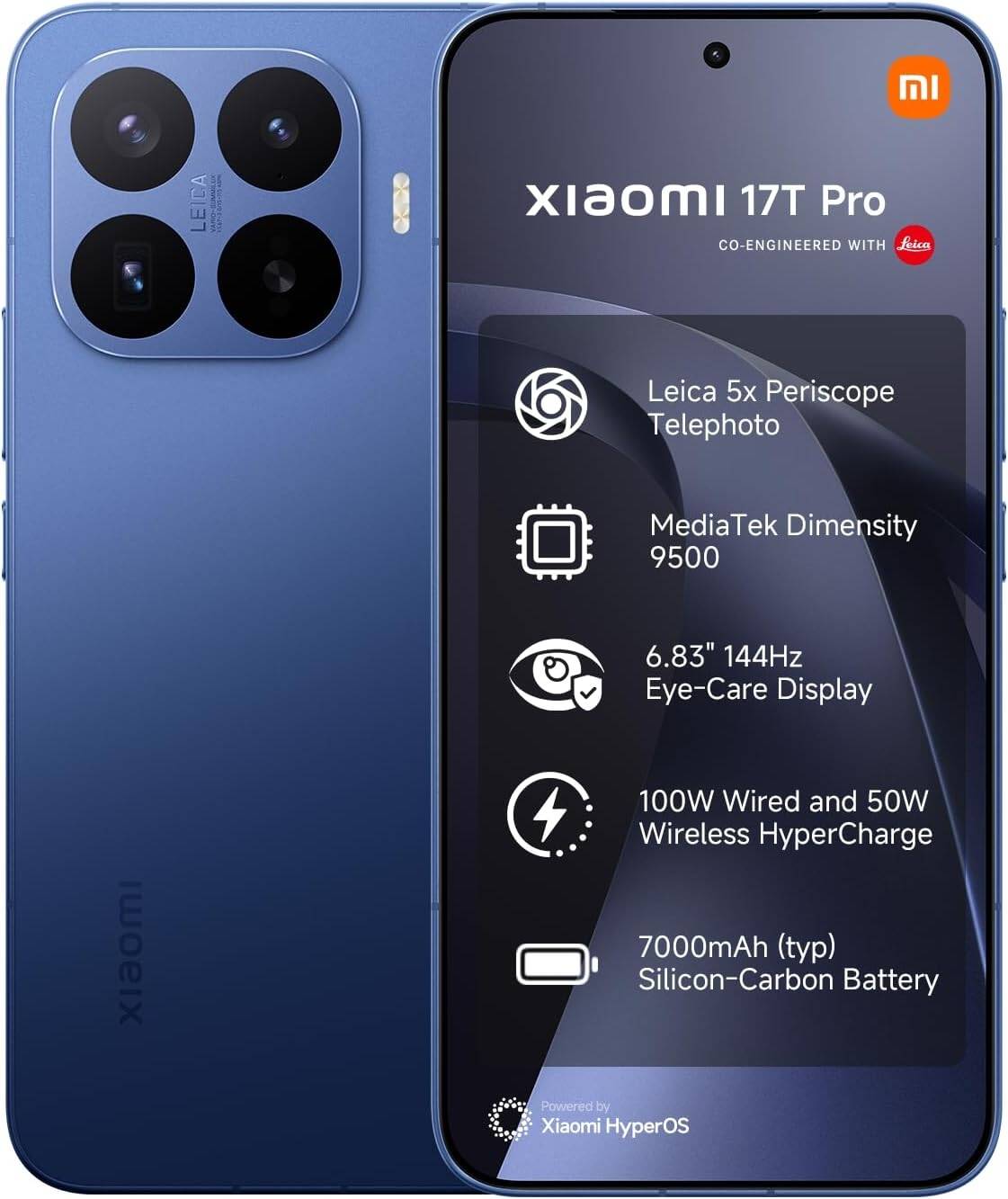 Xiaomi 17T Pro 5G Smartphone, 6.83" 144Hz AMOLED Display, MediaTek Dimensity 9500, 12GB RAM, 512GB Storage, 7000mAh, 100W HyperCharge, Deep price in Qatar - PhoneCart