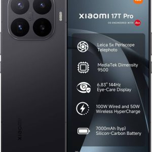 Xiaomi 17T Pro 5G Smartphone, 6.83" 144Hz AMOLED Display, MediaTek Dimensity 9500, 12GB RAM, 512GB Storage, 7000mAh, 100W HyperCharge, Black price in Qatar - PhoneCart