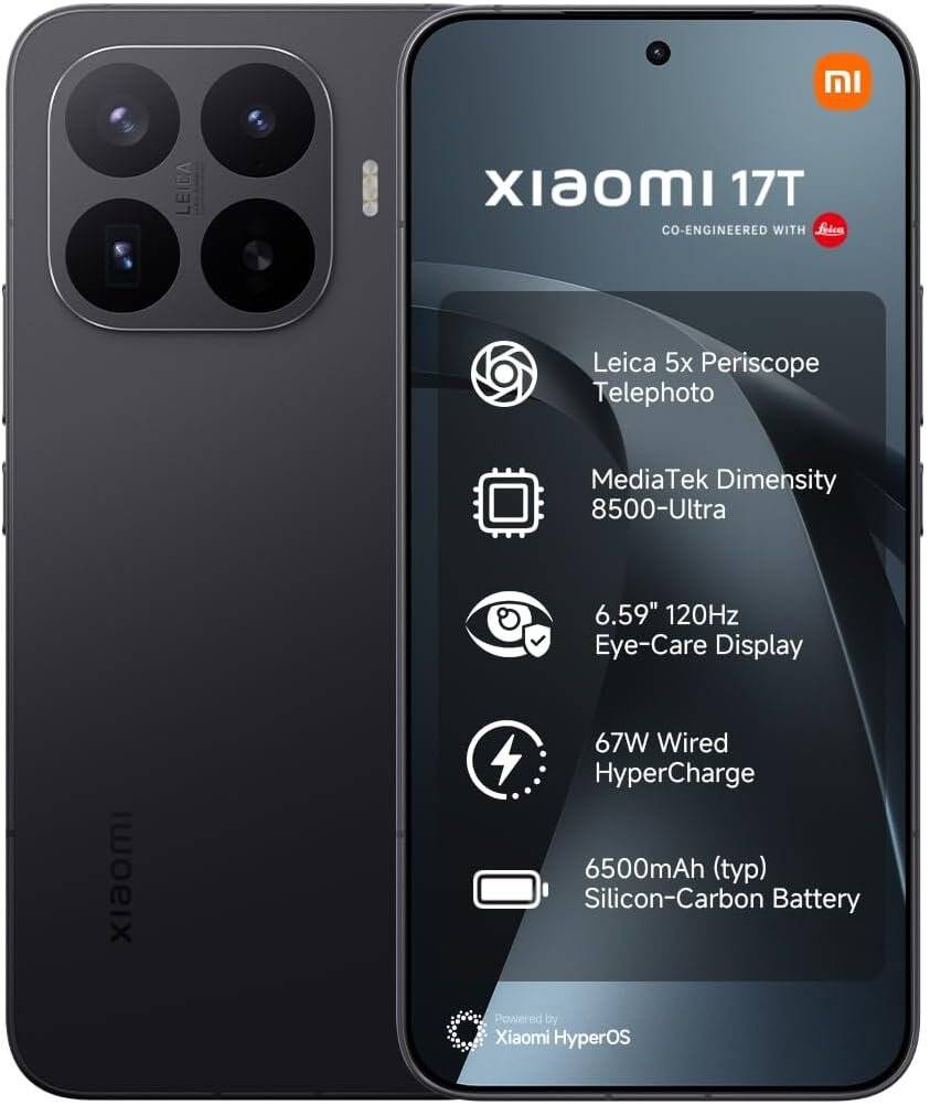 Xiaomi 17T 5G Smartphone, 6.59" 120Hz AMOLED Display, MediaTek Dimensity 8500-Ultra, 12GB RAM, 512GB Storage, 50MP Camera, 6500mAh, 67W Hype price in Qatar - PhoneCart